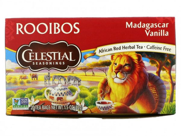 Celestial Seasonings, чай ройбуш, мадагаскарская ваниль, без кофеина, 20 чайных пакетиков, 42 г (1,5 унции)