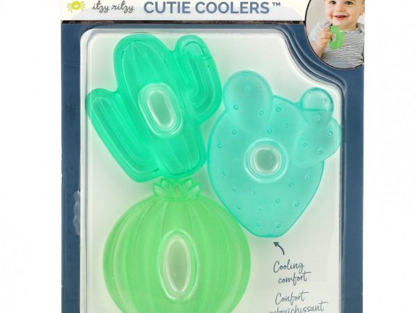itzy ritzy, Cutie Coolers, успокаивающие прорезыватели для зубов с водой, для детей от 3 месяцев, кактусы, 3 прорезывателя