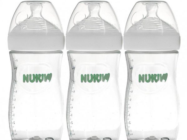 NUK, Simply Natural, белые в бутылках, для детей от 1 месяца, средние, 3 упаковки, по 270 мл (9 унций)