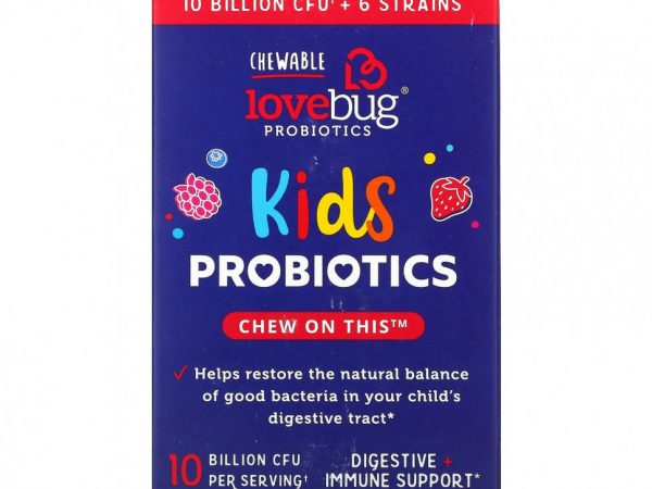 LoveBug Probiotics, пробиотики для детей, с ягодным вкусом, 10 млрд КОЕ, 30 жевательных таблеток