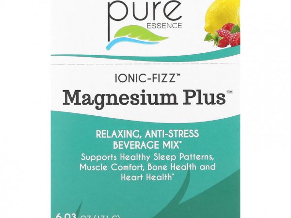 Pure Essence, Ionic-Fizz, Magnesium Plus, малиновый лимонад, 30 пакетиков по 0,2 унции (5,7 г) каждый