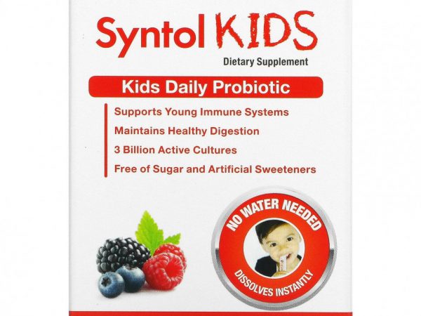 Arthur Andrew Medical, Syntol Kids, ежедневный пробиотик для детей, натуральный ягодный вкус, 30 отдельных порционных пакетиков