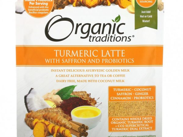 Organic Traditions, Turmeric Latte with Probiotics and Saffron, 5.3 oz (150 g)