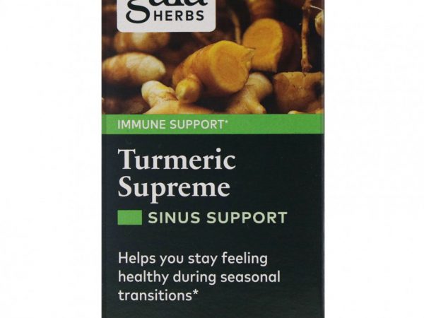 Gaia Herbs, Turmeric Supreme, поддержка носовых пазух, 60 веганских жидких фитокапсул