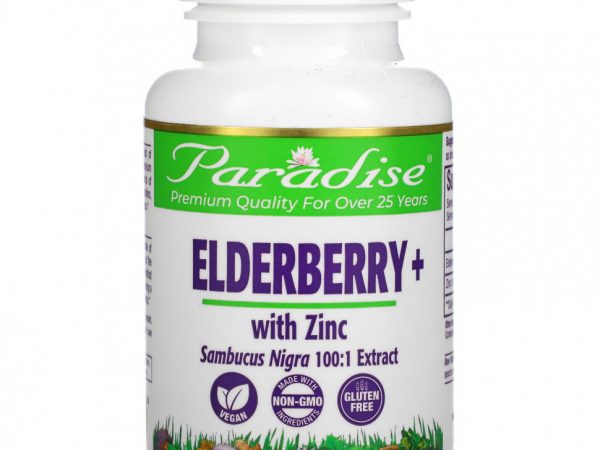 Paradise Herbs, Earth's Blend, бузина с цинком, 60 вегетарианских капсул