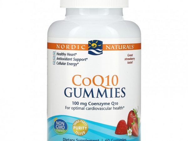 Nordic Naturals, Гелевые конфетки CoQ10, клубника, 100 мг., 60 гелевых конфеток