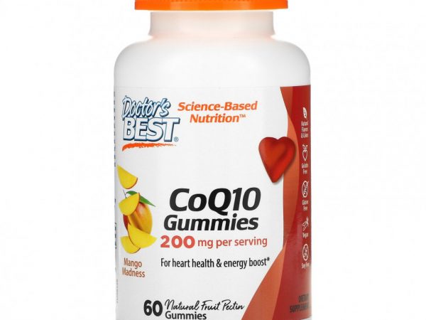 Doctor's Best, коэнзим Q10, со вкусом манго, 100 мг, 60 жевательных мармеладок