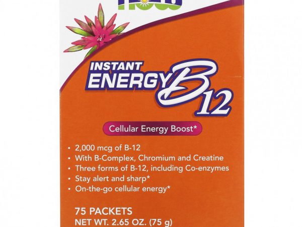 NOW Foods, Instant Energy B12, 2,000 mcg, 75 Packets, 2.65 oz (75 g)