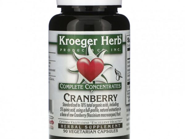Kroeger Herb Co, Полные концентраты, клюква, 90 вегетарианских капсул