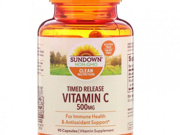Sundown Naturals, Витамин C, замедленное высвобождение, 500 мг, 90 капсул