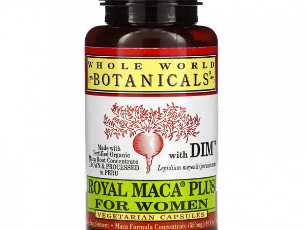 Whole World Botanicals, Royal Maca® Plus For Women, премиальная мака для женщин, 550 мг, 90 вегетарианских капсул