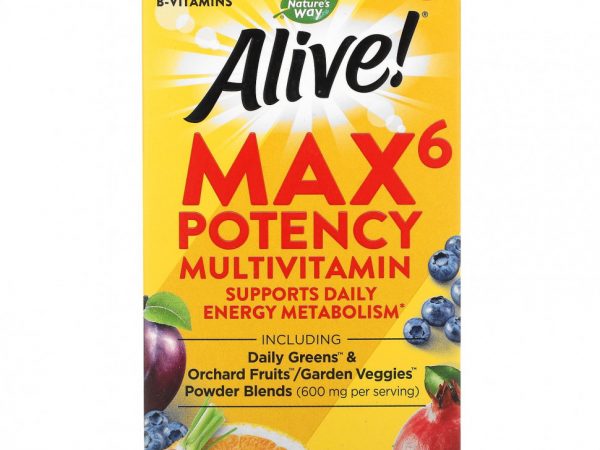 Nature's Way, Alive! Max6 Potency, мультивитамины повышенной эффективности, без добавления железа, 90 капсул