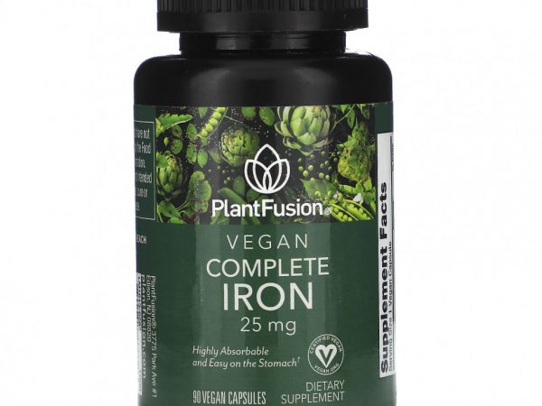 PlantFusion, веганская полноценная добавка с железом, 25 мг, 90 веганских капсул