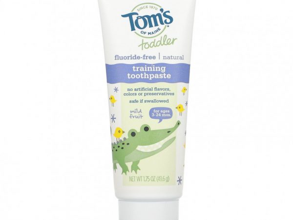 Tom's of Maine, Toddler, натуральная зубная паста для тренировок, без фтора, для детей от 3 до 24 месяцев, мягкие фрукты, 49,6 г (1,75 унции)