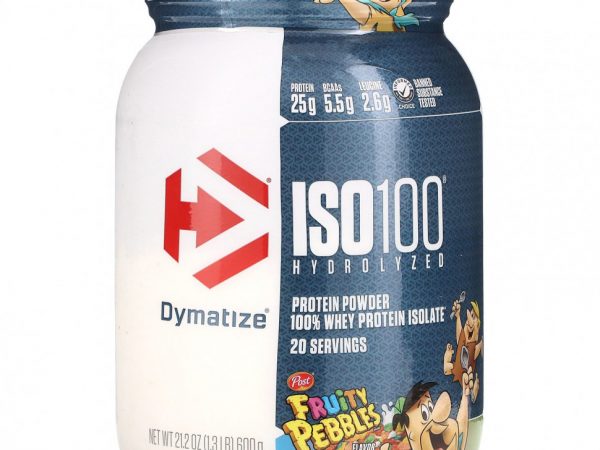 Dymatize, Гидролизованный ISO 100, 100% изолят сывороточного протеина, фруктовые шарики, 600 г (1,3 фунта)