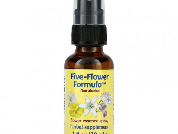 Flower Essence Services, Five-Flower Formula, Спрей с цветочной эссенцией, не содержит спирта, 1 ж. унций (30 мл)