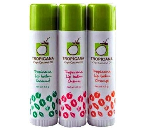 Гигиеническая помада Tropicana Lip Balm, 4,5 гр., в ассортименте (Кокос, Вишня, Апельсин), Таиланд Апельсин