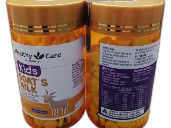 Козье молоко в жевательных таблетках Healthy Care Kids Goat Milk Vanilla Flavour, 300 шт., Австралия