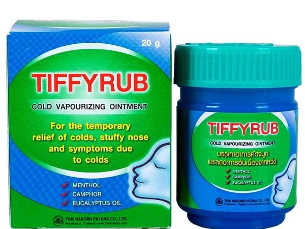Мазь от простуды с ментолом Tiffyrub Cold Vapourizing Ointment, 20 гр., Таиланд