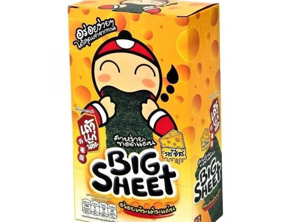 Снек из морских водорослей Tao Kae Noi Seaweed Cheese Big Sheet Flavour, (сыр) 3,5gr X 12 шт. Таиланд