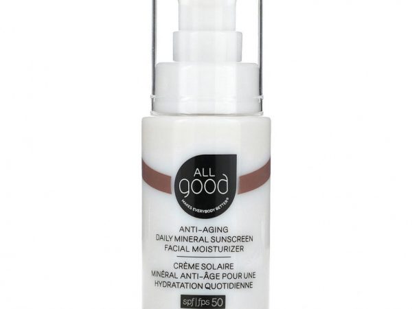 All Good Products, Anti-Aging, ежедневное минеральное солнцезащитное средство, увлажняющее средство для лица, SPF 50, 30 мл (1 жидк. Унция)