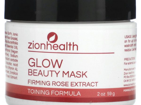 Zion Health, Glow Beauty Mask, укрепляющий экстракт розы, 56,69 г (2 унции)