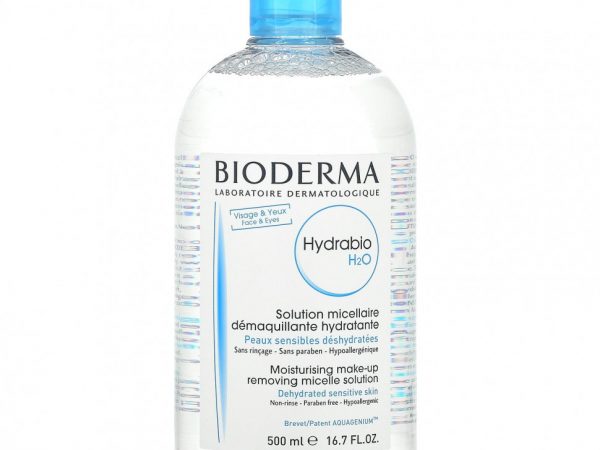 Bioderma, Hydrabio H2O, увлажняющий раствор мицелл для снятия макияжа, 500 мл (16,7 жидк. Унции)