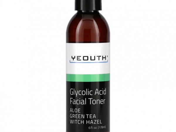 Yeouth, Glycolic Acid Facial Toner, Aloe Green Tea Witch Hazel, 6 fl oz (178 ml)