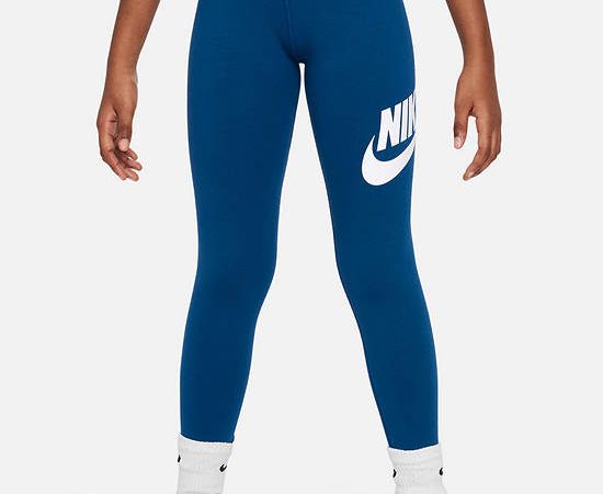 NIKE KIDS Gilr Legging Sportswear Essential Mid-Rise Court Blue/White