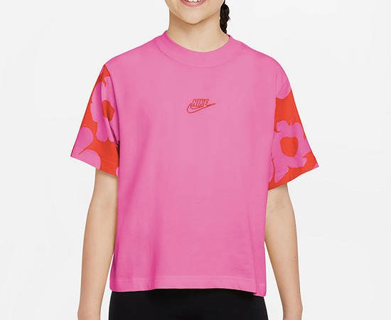 NIKE KIDS Girl T-Shirt Sportswear Boxy Floral Alchemy Pink