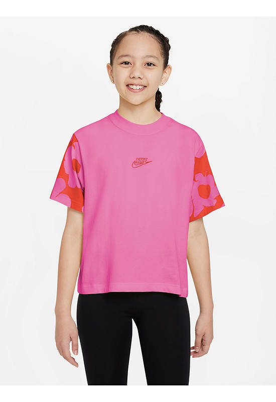 NIKE KIDS Girl T-Shirt Sportswear Boxy Floral Alchemy Pink
