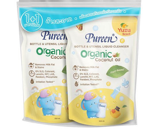 PUREEN Refill Organic Baby Bottle&Utensil Liquid Cleanser Yuzu 2 pcs 550 mL