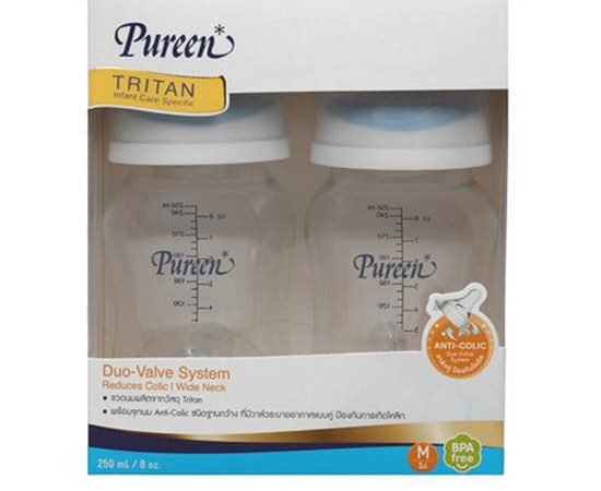 PUREEN Feeding Bottle Tritan Wide Neck With Nipple 8 oz x 2 pcs