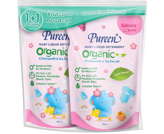 PUREEN Refill Organic Baby Liquid Detergent Sakura 2 pcs 550 mL