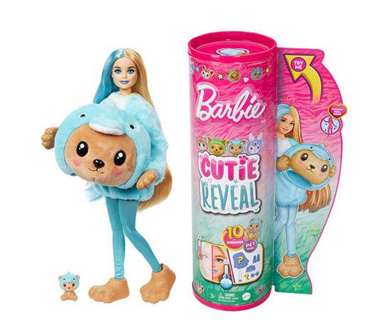 BARBIE Doll Barbie Cutie Reveal Series 6 Teddy Bear As Dolphin  HRK25 Multi-Color