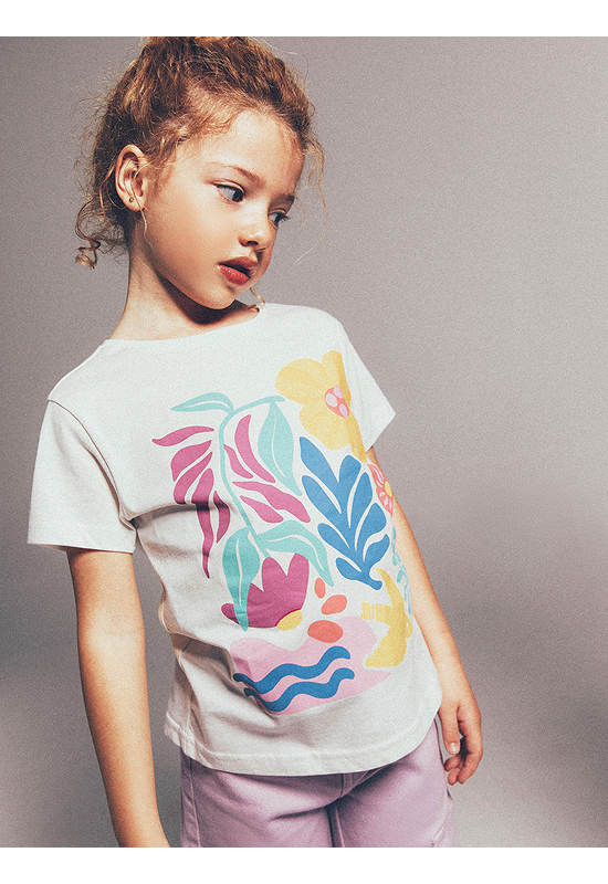 SFERA KIDS Girl Toddler T-Shirt Short Sleeves Printed White Cream