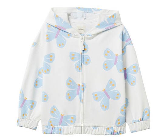 SFERA KIDS Girl Toddler Sweatshirt Zip-up Butterflies Printed White Ecru