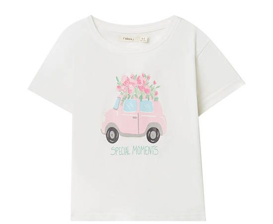 SFERA KIDS Girl Toddler T-Shirt Short Sleeves Scooter Printed White