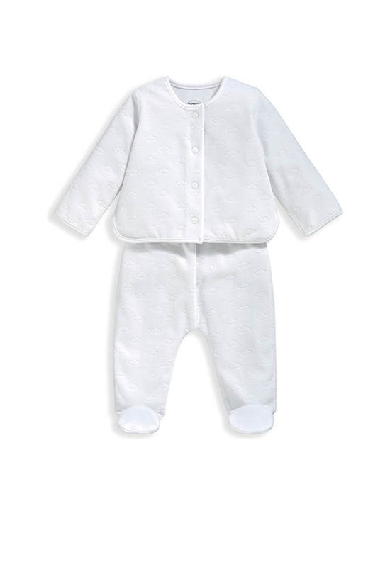 MAMAS & PAPAS Baby Pajamas Set Velour Cloud 2 pcs White