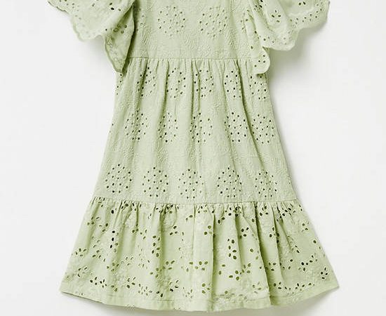 SFERA KIDS Girl Dress Swiss Embroidery Light Green