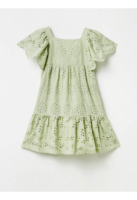 SFERA KIDS Girl Dress Swiss Embroidery Light Green