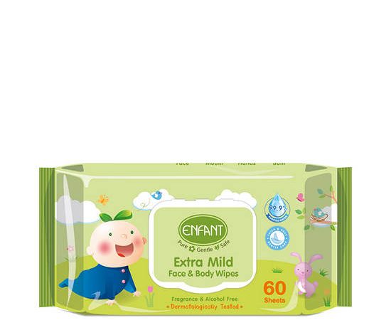 ENFANT Organic Extra Mild Face & Body Wipes 60 Sheets 3 Bags White