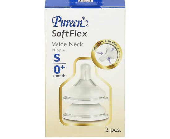 PUREEN Nipple Wide Neck Soft Flex 2 Pcs Size S