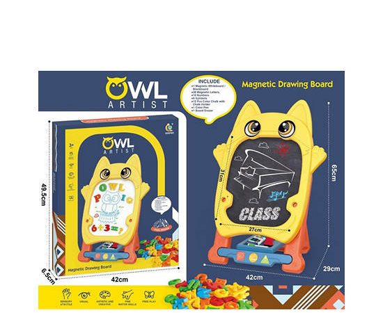 WISHER TOY Magnetic Owl Drawing Board 2in1  Multi-Color