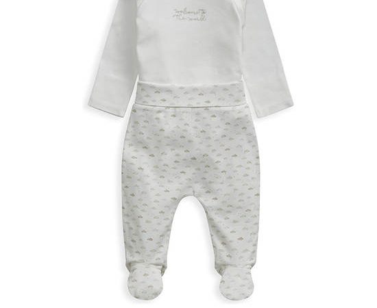 MAMAS & PAPAS Infant Top & Cloud Legging Set Welcome to the World White