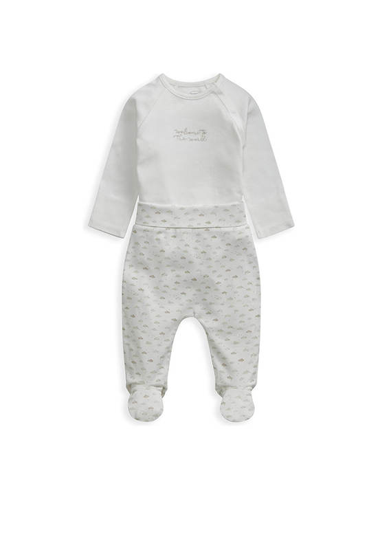 MAMAS & PAPAS Infant Top & Cloud Legging Set Welcome to the World White
