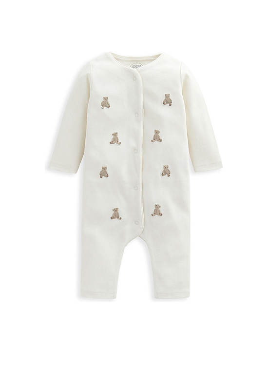 MAMAS & PAPAS Infant Romper Embroidered Teddy Bear Cream