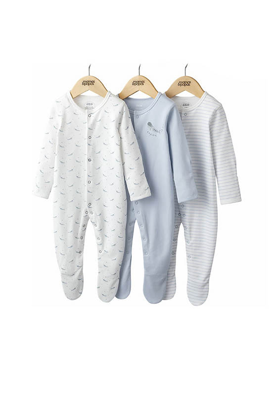 MAMAS & PAPAS Boy Toddler Sleepsuit Whales 3 Pk Multi-Color