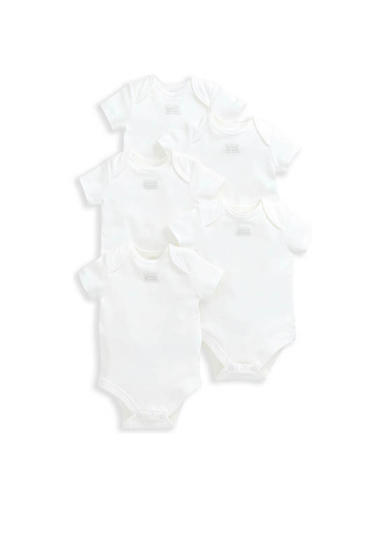 MAMAS & PAPAS Infant Bodysuits Set Organic Shortsleeved 5 pcs White