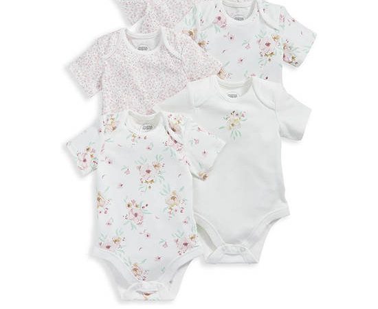 MAMAS & PAPAS Girl Infant Bodysuits Set Flower 5 pcs Pink